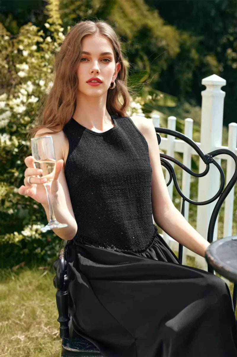 Black Sleeveless Fit & Flare Maxi Dress