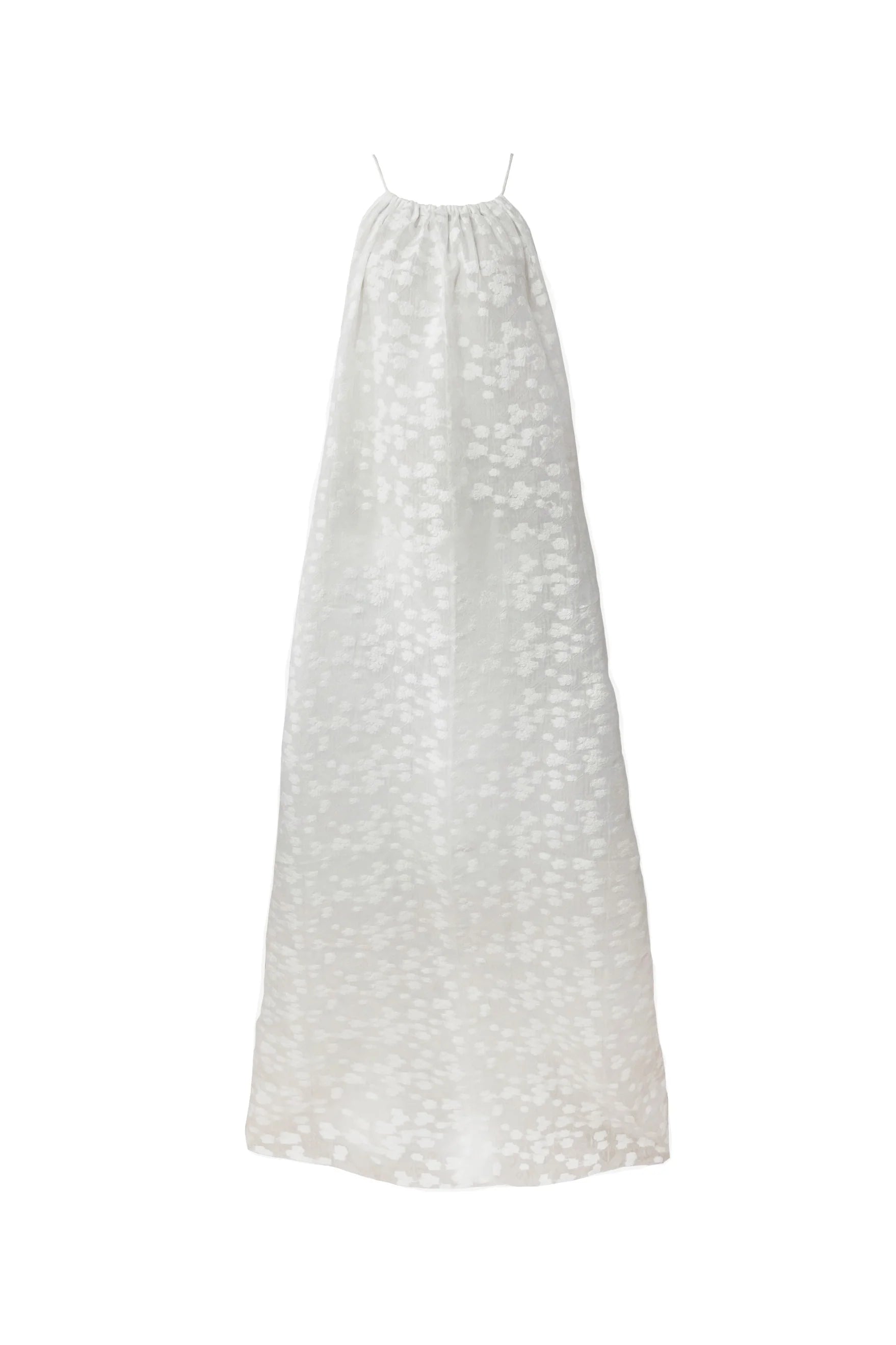 Halter Neck White Floral Jacquard Dress