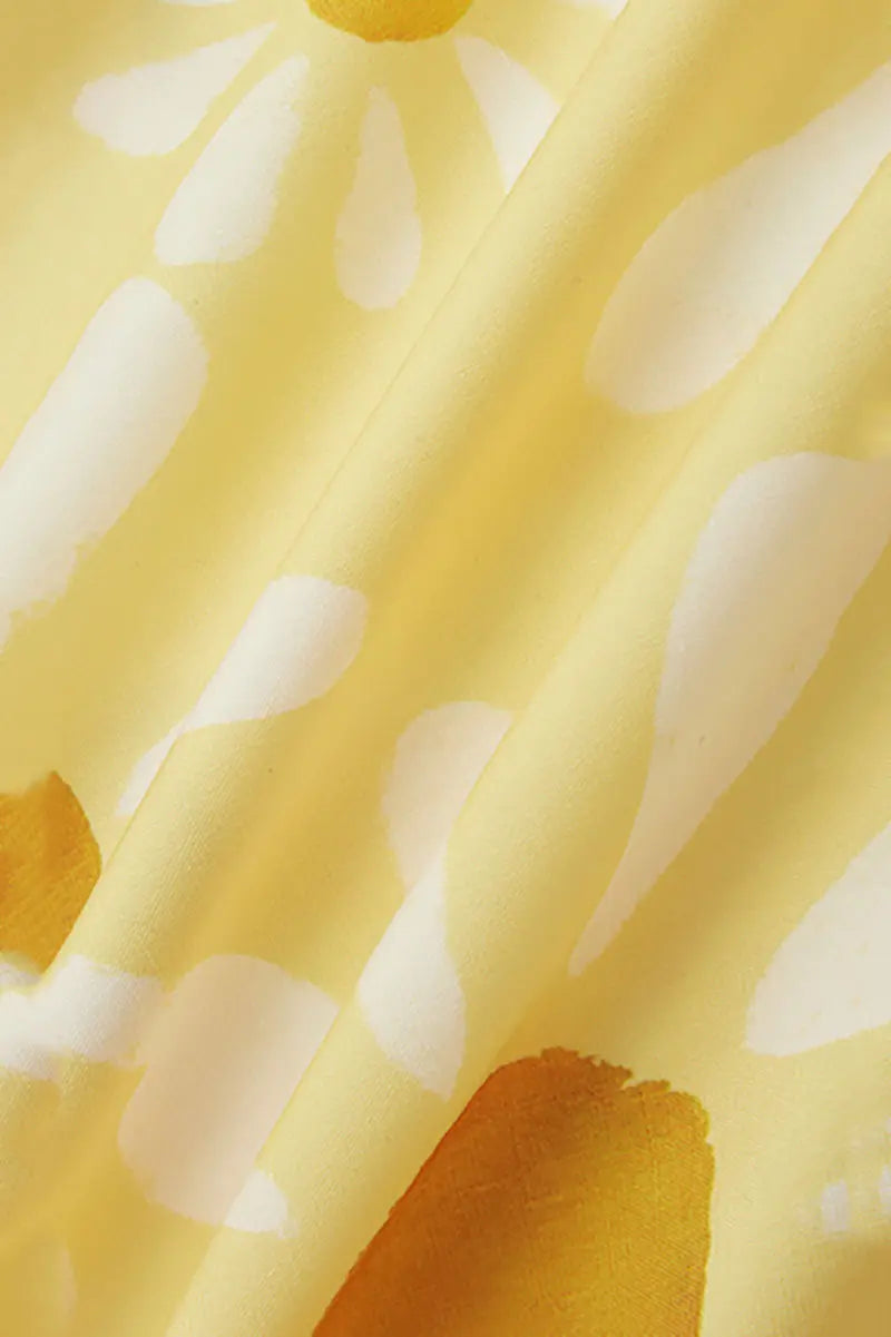 Yellow Floral Tiered Smocked Maxi Dress
